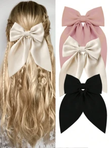2/3/4 pezzi Fermagli per capelli grandi a fiocco, fermagli per capelli con fiocco morbido e coda lunga, fermagli per capelli in metallo vintage con seta, accessori per capelli eleganti, ottimo regalo per San Patrizio, San Valentino, autunno e inverno, fermagli a pinza per outfit da vacanza per donne alla moda