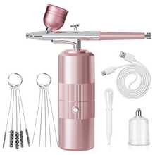 Aerógrafo inalámbrico y portátil para uñas, kit de aerógrafo con compresor de 30 PSI de alta presión recargable, máquina de pulverización de aire con boquilla de 0.3 mm para pintar modelos, barbería, galletas, pasteles