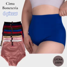 CIMA BONETERIA Panty de Licra para mujer dama adolescentes o adultos mayores cintura alta reforzada en abdomen y laterales con puente de algodón - Multicolor - Ver 1