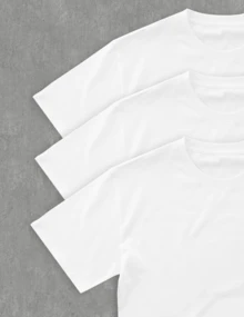 Pack 3 Playeras Hombre 100% Algodón en color Blanco - Básicas, Suaves y Transpirables - Set de 3 camisetas suaves  y comodas  en color Blanco - Blanco - Ver 2