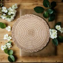 4 Stücke/6 Stücke/8 Stücke handgewebte Stroh Tischsets, geeignet für Hochzeit, Party, Schutz des Esstisches, künstlerisch, Garten, Restaurant, Heimdekoration, Outdoor, Restauranteröffnung, minimalistisch & modisch, Feiertagsfeier, tägliches Geschirr, Vase Pad, hitzebeständig, verbrühsicher, schmutzabweisend, Party Dekoration, Tischanordnung Zuhause, Bohemien Stil, Frühling/Sommer/Herbst/Winter, Küchen Geschirr, Geburtstags Party, Hochzeit, Feiertagsgeschenk, Untersetzer