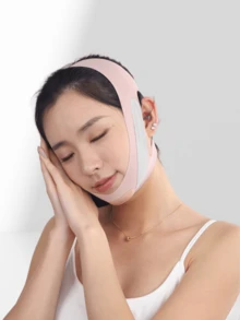 1 件 V 型下巴带 - 面部提升绷带、睡眠面罩、弹性固定带、瘦脸、便携式瑜伽面部肌肉带，适合白天和夜间使用