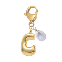 Bubble Buchstaben süßes Buchstaben Halsketten Anhänger A-Z, Glücklicher Kristall Anhänger mit tropfenförmiger Perle, glänzender Legierung Taschenanhänger / Rucksackanhänger / Schlüsselanhänger / Schlüsselring / Auto Anhänger / Geldbörse Accessoire, stilvoller vielseitiger Schmuckgeschenk für Frauen, Mädchen, Teenager, perfekt für den täglichen Gebrauch, Taschendekoration, Schule, Arbeit, Reisen, Geburtstag, Valentinstag, Weihnachten, Neujahrgeschenkidee