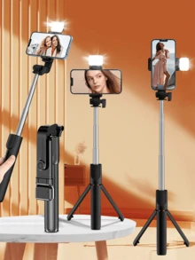 Palo de selfie de 170cm/67 pulgadas con luz de relleno, trípode de aluminio extensible con control remoto Bluetooth, compatible con iPhone y teléfonos inteligentes Android, perfecto para viajes, vlogging, video y fotografía. Con luz de relleno compatible con iPhone y Android para vacaciones de verano, viajes, actividades al aire libre y transmisión en vivo.