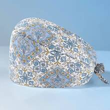 1 peça de boné de trabalho/enfermeira feminino de poliéster com estampa floral e de coração, gola em V, estampa digital, antibacteriano e à prova de poeira, adequado para médicos, enfermeiros, salões de beleza, clínicas veterinárias, empregadas domésticas e trabalhadores de limpeza - Multicolorido - Ver 14