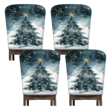 2/4/6pcs Christmas Tree Pattern Linen Chair Covers, Home Decor, Suitable For Christmas Gifts, Christmas Decoration, Daily Home, Living Room, Dining Room, Garden, Hotel, Washable Polyester Material Chair Seat Cushion Covers