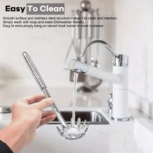 1 Pc, Pasta Scoop, Strainer, Grooved Pasta Scoop, Heavy-Duty Stainless Steel Strainer, Kitchen Tool Stainless Steel Pasta Scoop Ergonomic Design Noodle Scoop, Unique Shape Easily Scoops Dumplings And Eggs, Multi-Functional Kitchen Tool Conveniently Serves Delicious Food