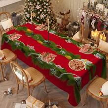 1/20 pièces Nappe de Noël vintage en polyester avec motif de boules de Noël et de cannes en bonbon, convient pour les restaurants, les cuisines et les fêtes, tissée, décorations de fête de Noël, convient pour une utilisation intérieure et extérieure, accessoires de cuisine, idées cadeaux