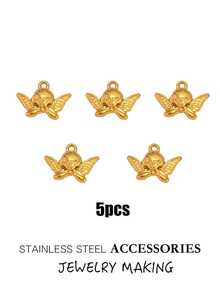 3 件/5 件/10 件不锈钢丘比特翼天使吊坠，精致女士珠宝，3D 设计，18K 镀金，DIY 珠宝制作，适用于项链、手链、耳环、钥匙扣和其他吊坠，批发 - 天使 - 查看 8
