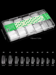 504 pezzi di punte per unghie a forma di bara, toppe per unghie in acrilico senza cuciture in opaco/trasparente/bianco latte, adatte per unghie finte, 10 misure per uso fai-da-te a casa e in salone, punte di alta qualità, arte di unghie, unghie finte per manicure fai-da-te e saloni di bellezza