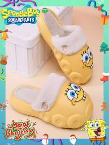 1 Pair Spongebob Slippers, Women's Autumn/Winter Indoor Home Anti-Shedding Slippers, Suitable For Home Wear, Couple Plush Slippers, Best For Party Atmosphere Decoration, Perfect Gift For Friends, Party Decoration, Home Decor, Graduation, Christmas, Valentine's Day Gift For Girlfriend,Shoe,Spring Summer Picks,Brides Maid Gifts,Room,Bedroom Decor,Beach,Travel,For Men,For Women,Vacation,Cute Stuff - Multicolor - View 4