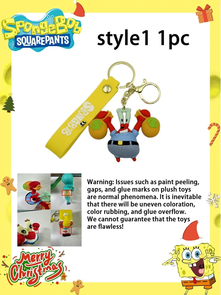 SpongeBob SquarePants 1/2pcs SpongeBob Cartoon Plush Doll Party Hanging Decor, Scented SpongeBob Star Keychain Pendant, Cute Cartoon Anime Backpack Hanging Decor, Couple Gift, Fashionable Travel Portable Hanging Decor, Multi-Functional Party Theme Car Decoration - Multicolor - View 5
