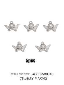 3 件/5 件/10 件不锈钢丘比特翼天使吊坠，精致女士珠宝，3D 设计，18K 镀金，DIY 珠宝制作，适用于项链、手链、耳环、钥匙扣和其他吊坠，批发 - 天使 - 查看 10