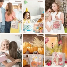 Reusable PVC Plastic Gift Bags, 10 Pack - Clear - View 11