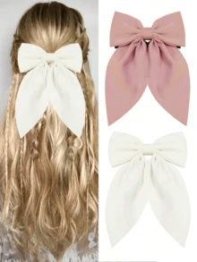 2/3/4 pezzi Fermagli per capelli grandi a fiocco, fermagli per capelli con fiocco morbido e coda lunga, fermagli per capelli in metallo vintage con seta, accessori per capelli eleganti, ottimo regalo per San Patrizio, San Valentino, autunno e inverno, fermagli a pinza per outfit da vacanza per donne alla moda