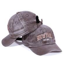 Vintage New York Embroidered Cap Curved Brim 6 Panels - 鏽棕色 - 查看 2