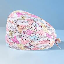 1 peça de boné de trabalho/enfermeira feminino de poliéster com estampa floral e de coração, gola em V, estampa digital, antibacteriano e à prova de poeira, adequado para médicos, enfermeiros, salões de beleza, clínicas veterinárias, empregadas domésticas e trabalhadores de limpeza - Multicolorido - Ver 12