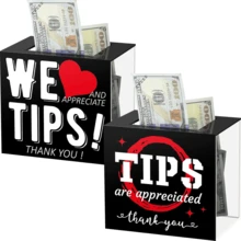 Trinkgeldbox für Barkeeper, Acryl-Trinkgeldbox für Spendenbox, Spendenkasse, Trinkgeldkasse, Sammelbox für Restaurant, Musiker, Fahrer