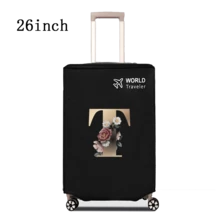 1 件行李箱罩无弹性无纺布行李箱保护套行李防尘罩适用于 20-30 英寸拉杆箱防刮行李箱保护套玫瑰金首字母图案旅行配件返校必备品