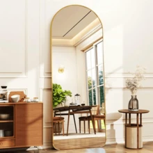 21"X64" Arched Full Length Mirror With Rectangular Corners - Gold - View 6