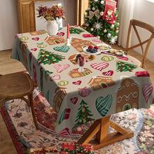 1/20 pièces Nappe de Noël, sapin de Noël, maison, éléments de Noël et autres motifs imprimés, nappe de style rétro, décoration de table et cadeau parfait pour les amis, convient pour la maison et la cuisine pendant la saison de Noël, Joyeux Noël