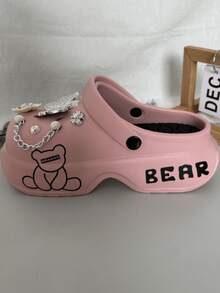 女士厚底休闲可爱图案凉鞋，百搭舒适一脚蹬鞋，适合室内和室外时尚穿着