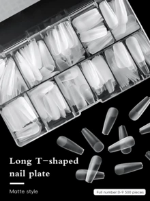 504 pezzi di punte per unghie a forma di bara, toppe per unghie in acrilico senza cuciture in opaco/trasparente/bianco latte, adatte per unghie finte, 10 misure per uso fai-da-te a casa e in salone, punte di alta qualità, arte di unghie, unghie finte per manicure fai-da-te e saloni di bellezza