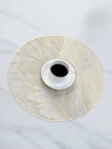 1 peça novo jogo americano de mesa de jantar em PVC, jogo americano de luxo minimalista, jogo americano redondo de mesa de jantar em PVC à prova d'água e resistente ao calor, jogo americano requintado com relevo 3D, não perfurado, sem vazamento