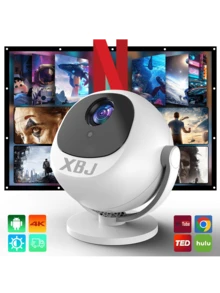XBJ Proyector portátil WiFi 2.4/5G | Proyección HD de 360° y pantalla LED Giga de 200 pulgadas con conexión inalámbrica de doble banda 6 + BT4.2 | Altavoz incorporado | Cine en casa multifuncional y proyector para exteriores Esencia de verano y regalo perfecto para cumpleaños / Día del Padre