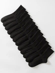 12 pares de calcetines de media caña para mujer de estilo básico y sencillo a rayas negras, transpirables, absorbentes y antiolor, para otoño