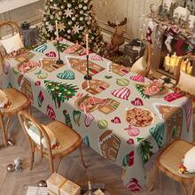 1/20 pièces Nappe de Noël, sapin de Noël, maison, éléments de Noël et autres motifs imprimés, nappe de style rétro, décoration de table et cadeau parfait pour les amis, convient pour la maison et la cuisine pendant la saison de Noël, Joyeux Noël