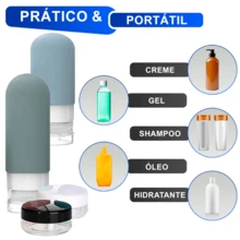 Silicone Travel Kit, Jars, Cream, Shampoo, Conditioner, Cosmetics, 17 Pieces - Multicolor - View 2