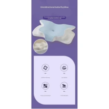 Butterfly Pillow Slow Recovery Memory Cotton Neck - Màu Xám nhạt - Xem 7