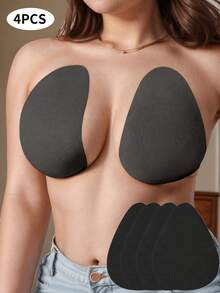4片/2片装隐形提拉文胸贴片，无肩带，米色/咖啡色/黑色，适合B-E杯，提拉胸部粘性文胸垫，无纺布文胸贴纸 - 彩色 - 查看 23