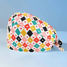 1 peça de boné de trabalho/enfermeira feminino de poliéster com estampa floral e de coração, gola em V, estampa digital, antibacteriano e à prova de poeira, adequado para médicos, enfermeiros, salões de beleza, clínicas veterinárias, empregadas domésticas e trabalhadores de limpeza - Multicolorido - Ver 13