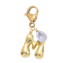 Bubble Buchstaben süßes Buchstaben Halsketten Anhänger A-Z, Glücklicher Kristall Anhänger mit tropfenförmiger Perle, glänzender Legierung Taschenanhänger / Rucksackanhänger / Schlüsselanhänger / Schlüsselring / Auto Anhänger / Geldbörse Accessoire, stilvoller vielseitiger Schmuckgeschenk für Frauen, Mädchen, Teenager, perfekt für den täglichen Gebrauch, Taschendekoration, Schule, Arbeit, Reisen, Geburtstag, Valentinstag, Weihnachten, Neujahrgeschenkidee