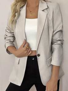 Corset Style Elegant Casual Beige Long Sleeve Lightweight Blazer For Women