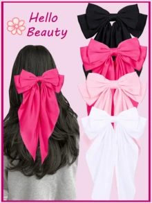 1/4 piezas Pasador de pelo con lazo grande y lindo para damas, clip de metal con resorte, firme y práctico, regalo del Día de la Madre, pasador de pelo de moda para damas, invierno, atuendo hermoso, adecuado para fiestas, negro, blanco, rosa, rojo, artículos escolares, Año Nuevo, accesorios para el cabello, accesorios para la cabeza, accesorios de San Valentín, accesorios para el cabello para mujeres, pinzas de garra - Multicolor - Ver 14