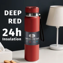 1 pezzo Bottiglia d'acqua isolata in acciaio inossidabile da 1 litro - Tazza da caffè, tazza per auto, bottiglia d'acqua di grande capacità, a tenuta stagna, portatile, adatta per attività all'aperto, arrampicata, campeggio, sport e viaggi - Con coperchio utilizzabile come tazza d'acqua per il ritorno a scuola