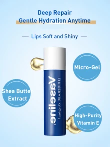 Vaseline Balsam de buze hidratant Classic Repair, aromă originală, 3,5 g - Reparare profundă pentru buze uscate și aspre, îmbogățit cu extract de unt de shea și vitamina E de înaltă puritate, formulă micro-gel pentru hidratare delicată oricând, ideal pentru toate tipurile de ten