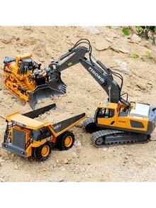 2.4Ghz 11 Channel Remote Control Excavator Toy - RC Construction Bulldozer Dump Truck Alloy Vehicles With Light And Sound - Birthday And Christmas Gifts(Some Parts Are Sent Random) - Multicolor - View 4