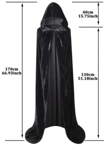 Unisex Hooded Cape Full-Length Velvet Cloak, Suitable For Halloween Costume Role-Playing. Long Hooded Cloak Witch Costume For Both Men And Women