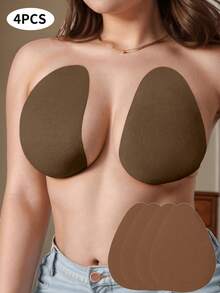 4片/2片装隐形提拉文胸贴片，无肩带，米色/咖啡色/黑色，适合B-E杯，提拉胸部粘性文胸垫，无纺布文胸贴纸 - 彩色 - 查看 14
