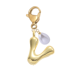 Bubble Buchstaben süßes Buchstaben Halsketten Anhänger A-Z, Glücklicher Kristall Anhänger mit tropfenförmiger Perle, glänzender Legierung Taschenanhänger / Rucksackanhänger / Schlüsselanhänger / Schlüsselring / Auto Anhänger / Geldbörse Accessoire, stilvoller vielseitiger Schmuckgeschenk für Frauen, Mädchen, Teenager, perfekt für den täglichen Gebrauch, Taschendekoration, Schule, Arbeit, Reisen, Geburtstag, Valentinstag, Weihnachten, Neujahrgeschenkidee