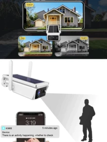 Outdoor Security Camera IP Wifi HD Waterproof Solar Powered With Built-In Battery/PIR Alarm - White - View 2