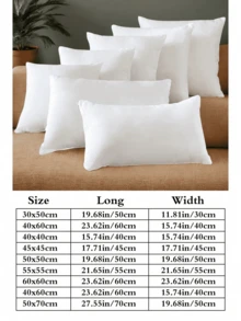 1pc White Decorative Throw Pillow, Modern Style Polyester Fiber Rectangular High Elasticity Pillow Insert, Nap Pillow, Lumbar Support, Portable For Home, Office, Camping - White - View 3