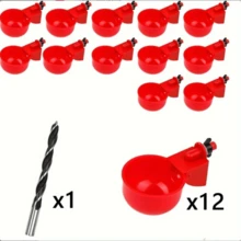 [6/12/20 piezas] Tazas automáticas para pollos - Sistema de alimentación de agua por gravedad flotante para aves de corral, kit de alimentador de agua con abridor de agujeros