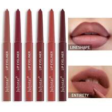 6 PCs Lip Pencil Waterproof Non-Blurring Lipstick Pen Pink Matte Lip Gloss Rotating Lip Liner Set - Nhiều màu - Xem 10