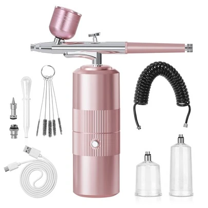 Airbrush For Nails Cordless Portable Airbrush Kit With Compressor 30PSI High-Pressure Rechargeable Air Brush Spray Machine With 0.3mm Nozzle For Painting Model Barber Cookie Cake