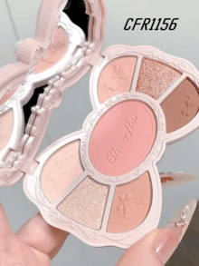 CHEERFLOR GIRLS BOWKNOT Makeup Palette, Matte Shimmer Powder Eyeshadow Pallet, Highly Pigmented, Long-Lasting Bright Shimmer Matte Eyeshadow, Light, Smooth, With Mirror, Highlighters Contour Blush Powder All In One Makeup Pallet - CFR1156 - View 3